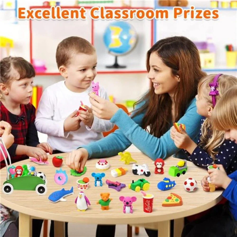 70 Pack‎ Animal Assorted Erasers for Kids Back to School Supplies Bundle Set